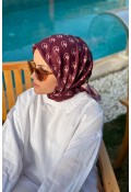 M Desen Soft Cotton Eşarp - Bordo