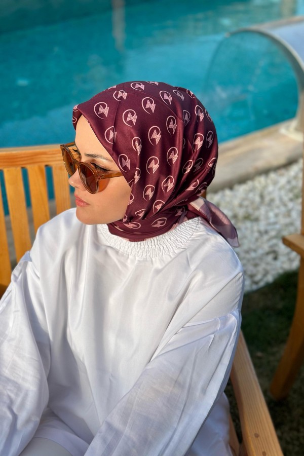 M Desen Soft Cotton Eşarp - Bordo