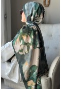 Garden Desen Soft Pamuk Şal - Yeşil