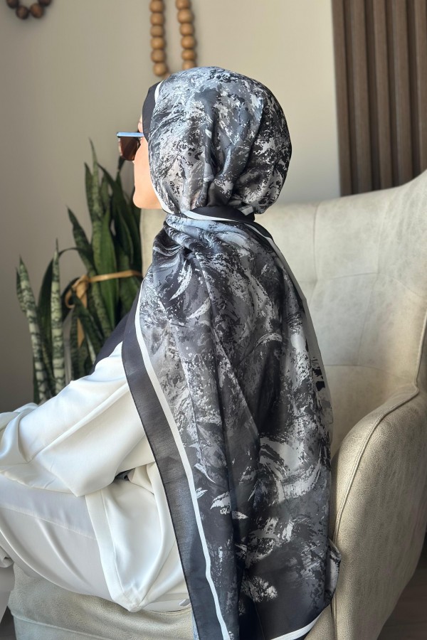 Summer Desen Soft Pamuk Şal - Siyah 