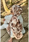 Shine Desen Soft Pamuk Şal - Krem Kahve
