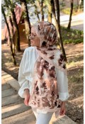 Shine Desen Soft Pamuk Şal - Krem Kahve