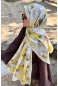 Flower Desen Soft Pamuk Şal - Butter Yellow