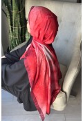 Water Color Desen Soft Pamuk Şal - Bordo