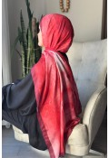 Water Color Desen Soft Pamuk Şal - Bordo