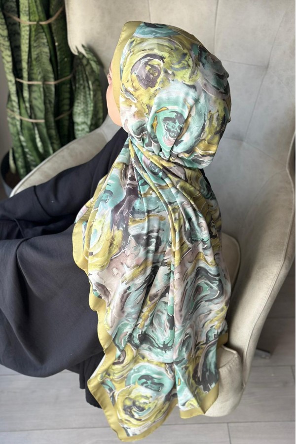 Rossie Desen Soft Pamuk Şal - Olive
