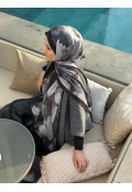 Flora Desen Pamuk Kraş Şal - Siyah