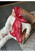 Water Color Desen Soft Pamuk Şal - Bordo