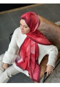 Water Color Desen Soft Pamuk Şal - Bordo