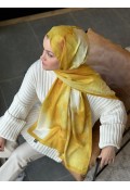 Water Color Desen Soft Pamuk Şal - Safran