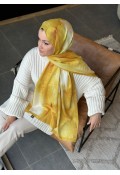 Water Color Desen Soft Pamuk Şal - Safran