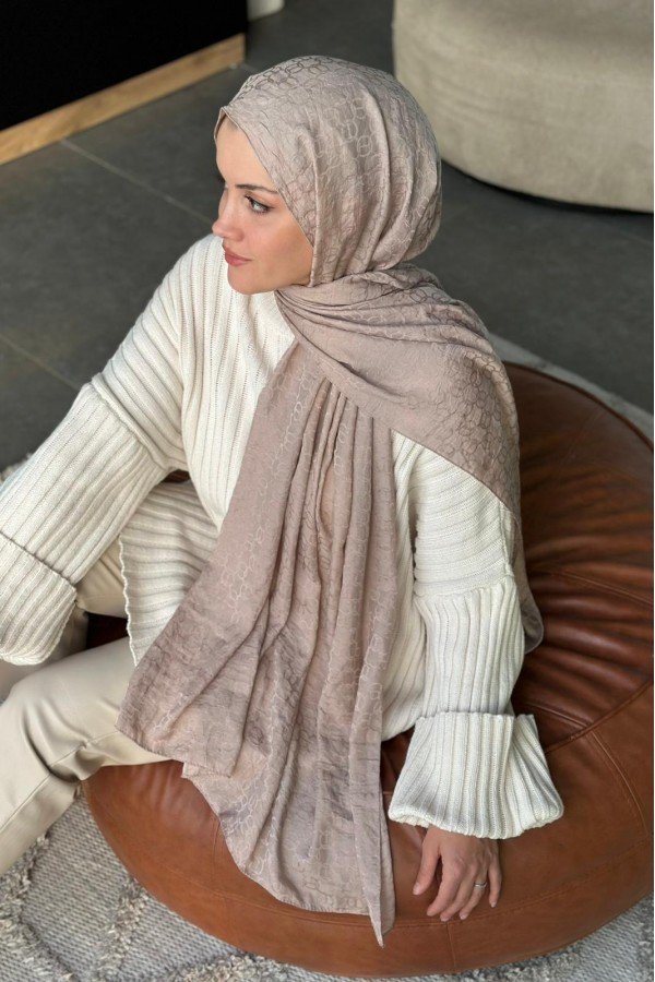 Parla Desen Pamuk Jakar Şal - Bej