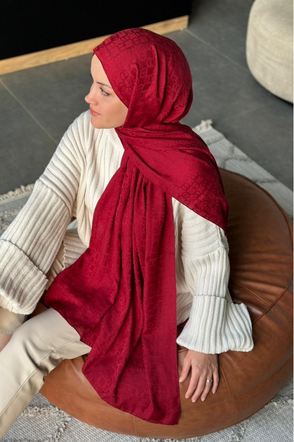 Parla Desen Pamuk Jakar Şal - Bordo