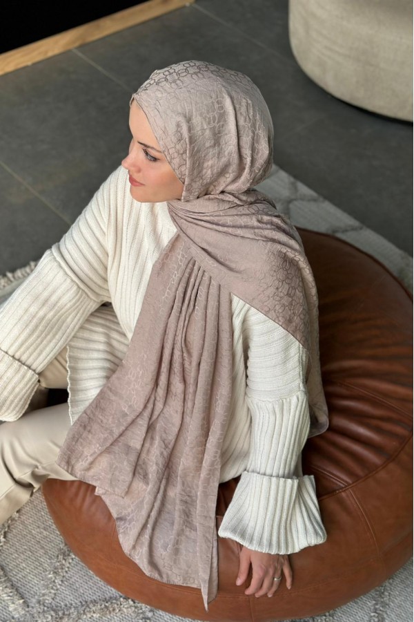 Parla Desen Pamuk Jakar Şal - Bej