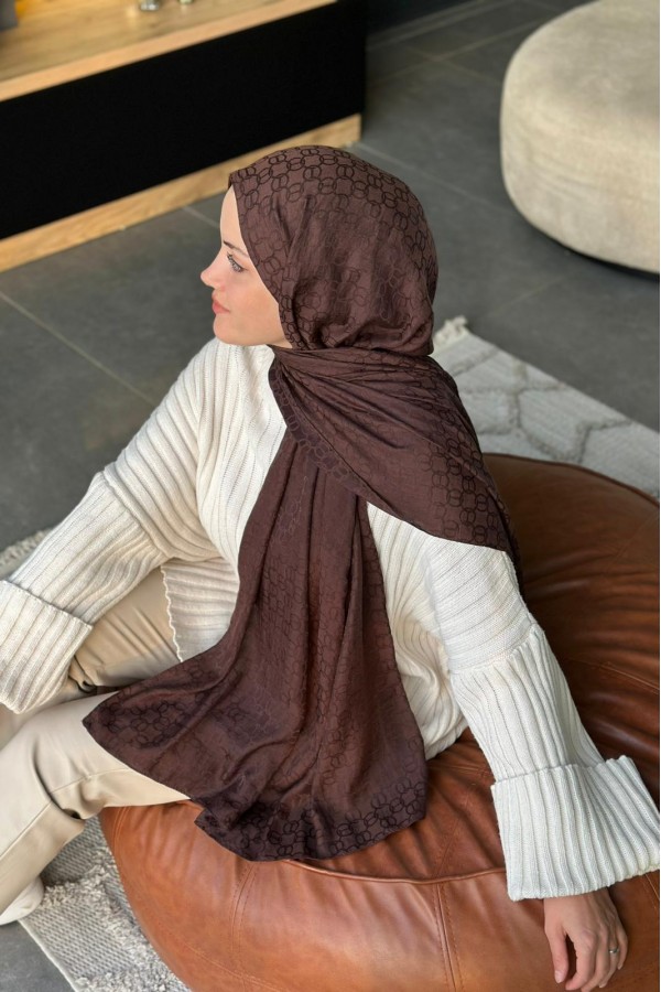 Parla Desen Pamuk Jakar Şal - Acı Kahve