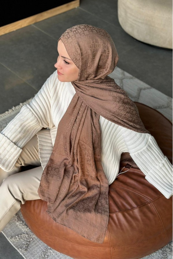 Parla Desen Pamuk Jakar Şal - Sütlü Kahve