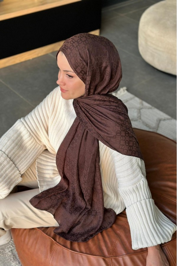 Parla Desen Pamuk Jakar Şal - Acı Kahve