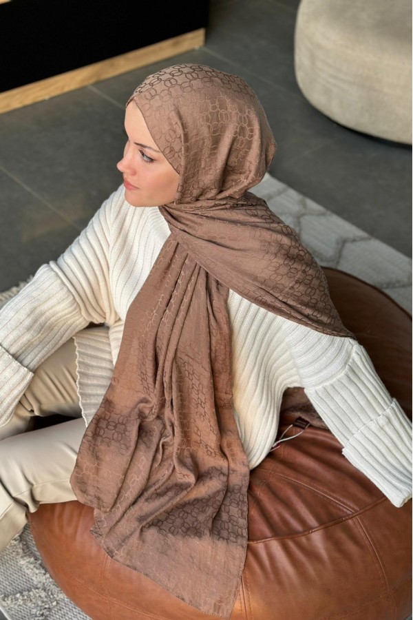 Parla Desen Pamuk Jakar Şal - Sütlü Kahve