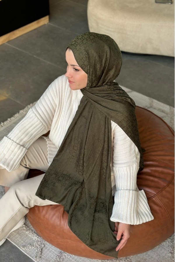 Parla Desen Pamuk Jakar Şal - Haki