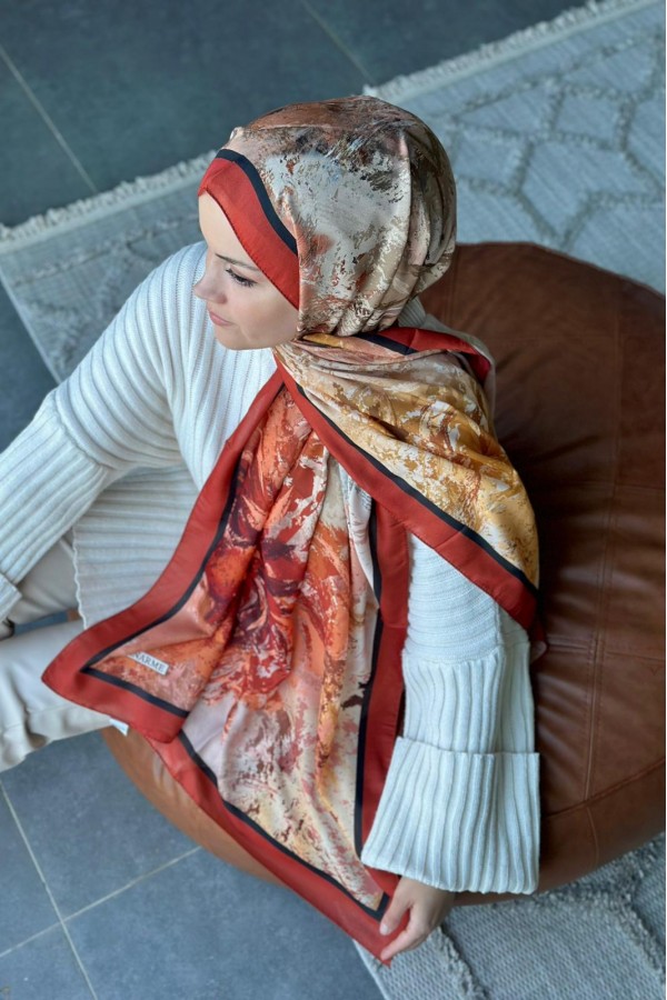 Summer Desen Soft Pamuk Şal - Turuncu