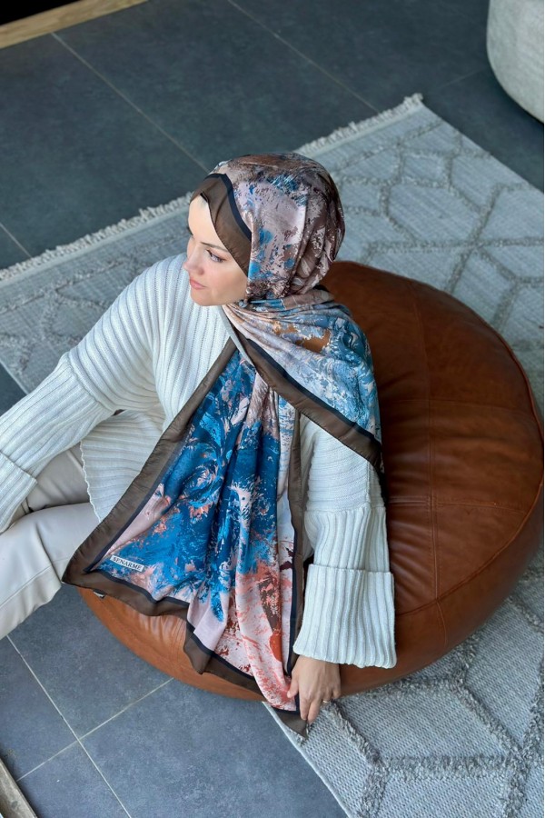 Summer Desen Soft Pamuk Şal - Kahverengi