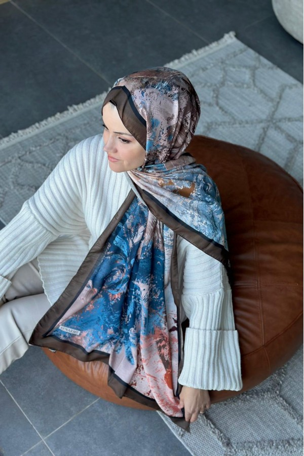 Summer Desen Soft Pamuk Şal - Kahverengi