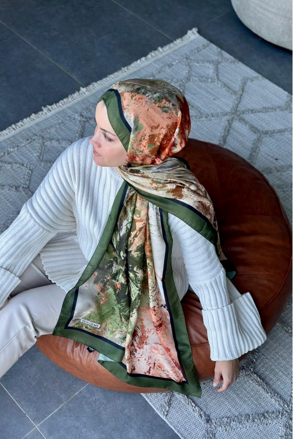Summer Desen Soft Pamuk Şal - Yeşil