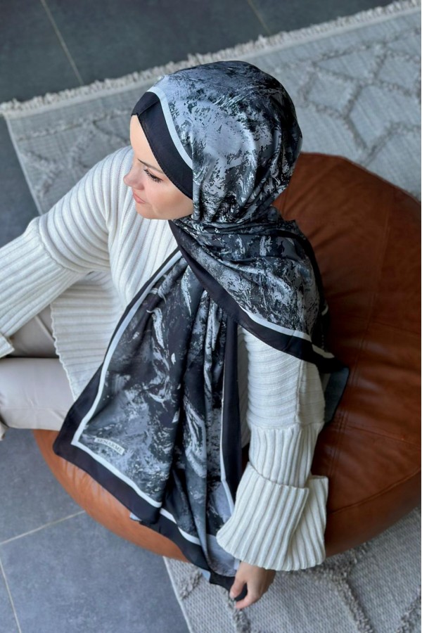 Summer Desen Soft Pamuk Şal - Siyah 