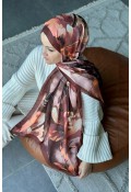 Garden Desen Soft Pamuk Şal - Acı Kahve