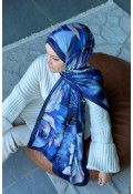 Garden Desen Soft Pamuk Şal - Lacivert