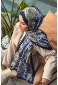 Rossie Desen Soft Pamuk Şal - Lacivert