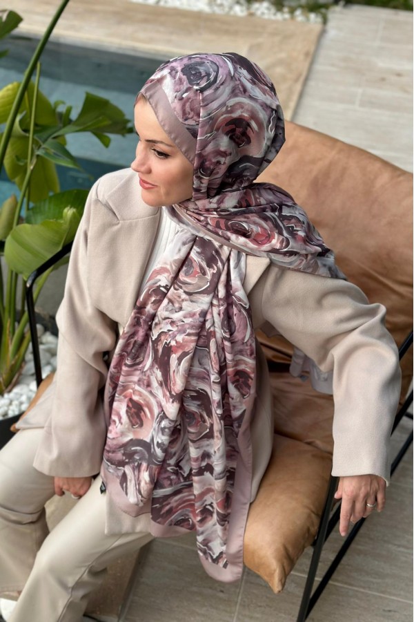 Rossie Desen Soft Pamuk Şal - Vizon