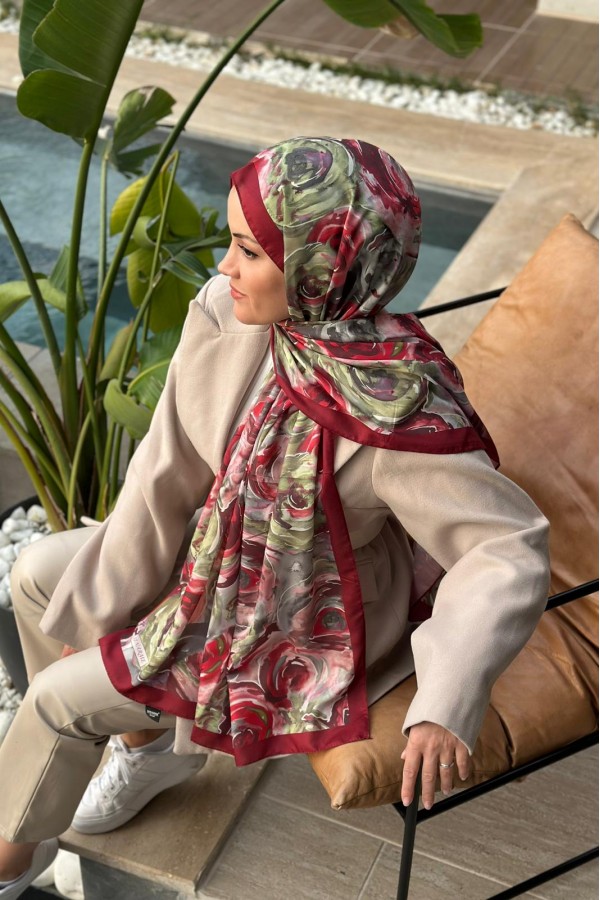 Rossie Desen Soft Pamuk Şal - Bordo