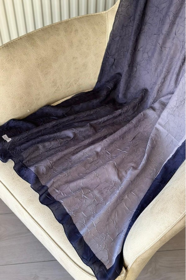 Degrade Desen Pamuk Kraş Şal - Lacivert