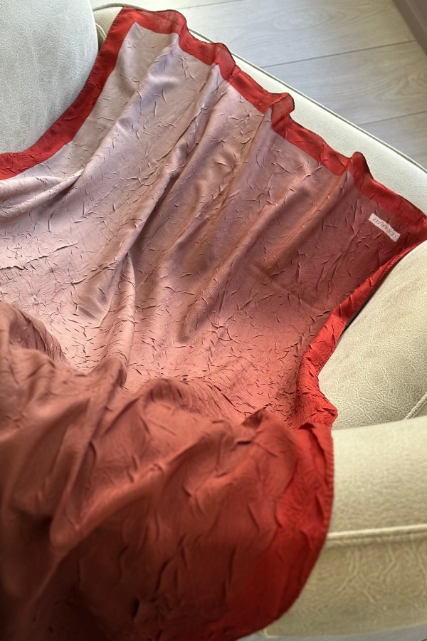 Degrade Desen Pamuk Kraş Şal - Kiremit