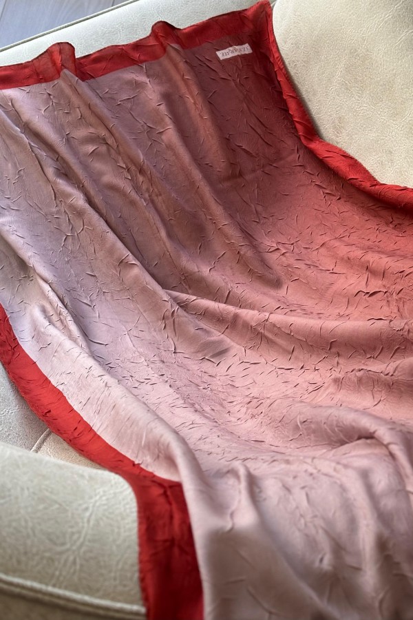 Degrade Desen Pamuk Kraş Şal - Kiremit