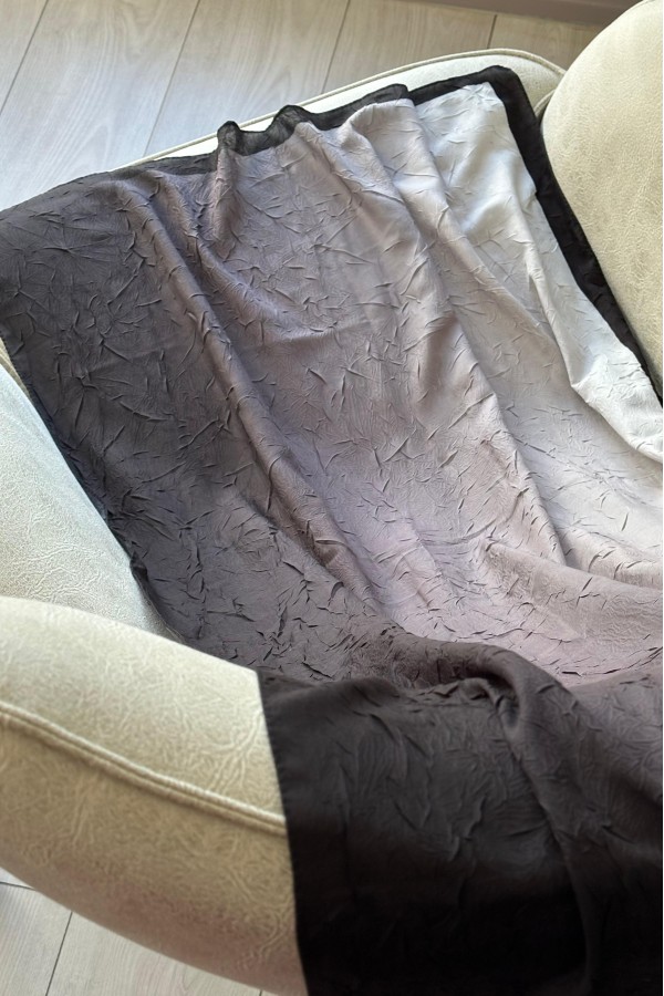 Degrade Desen Pamuk Kraş Şal - Siyah