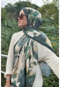 Garden Desen Soft Pamuk Şal - Yeşil