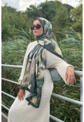 Garden Desen Soft Pamuk Şal - Yeşil
