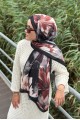 Garden Desen Soft Pamuk Şal - Siyah-Kahve