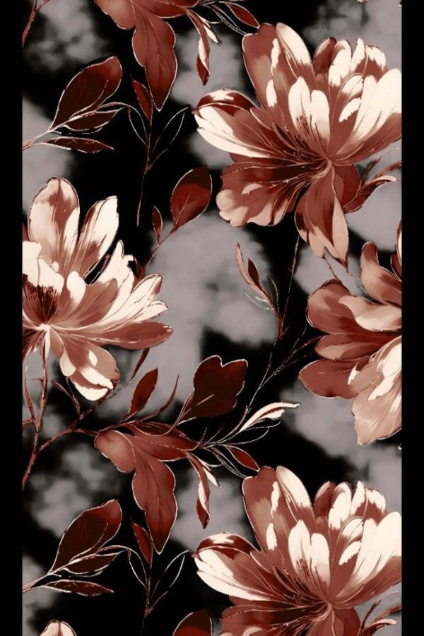 Garden Desen Soft Pamuk Şal - Siyah-Kahve