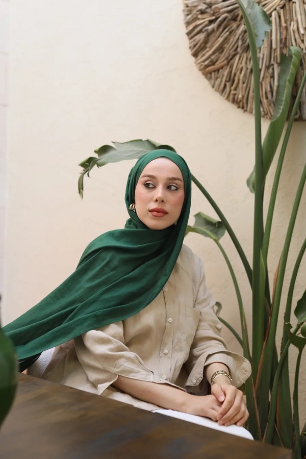 Organic Cotton Comfort Şal - Deniz Yeşili