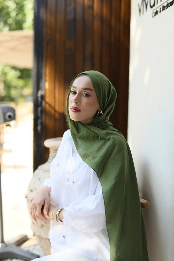 Organic Cotton Comfort Şal - Haki