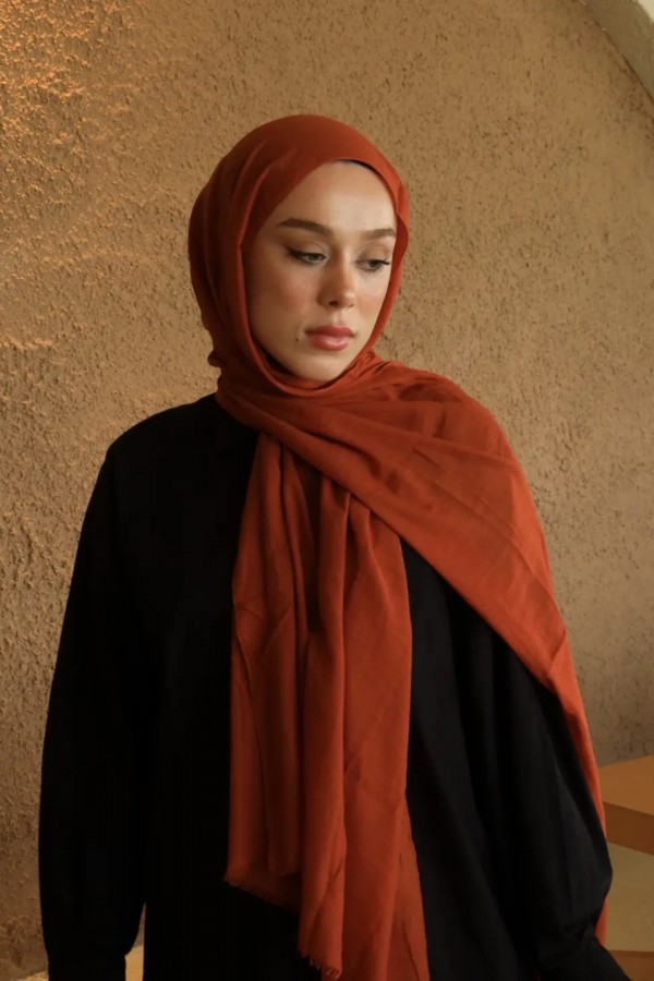 Organic Cotton Comfort Şal - Kiremit