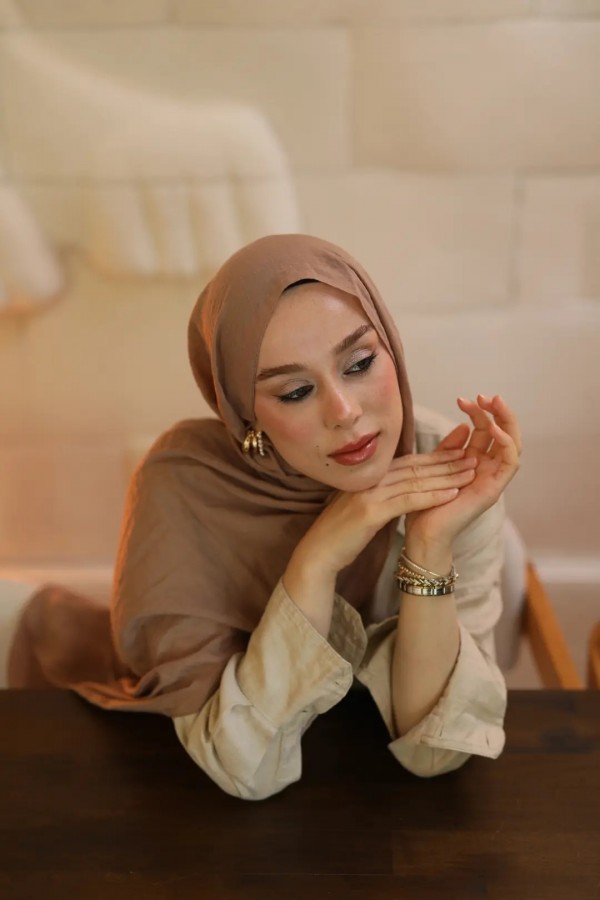 Organic Cotton Comfort Şal - Koyu Vizon