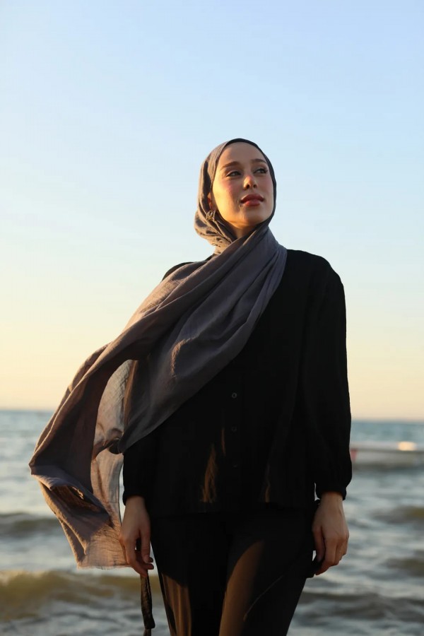 Organic Cotton Comfort Şal - Kurşun