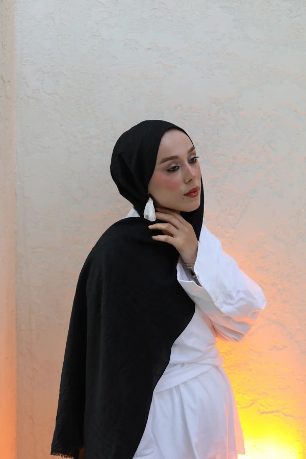 Organic Cotton Comfort Şal - Siyah