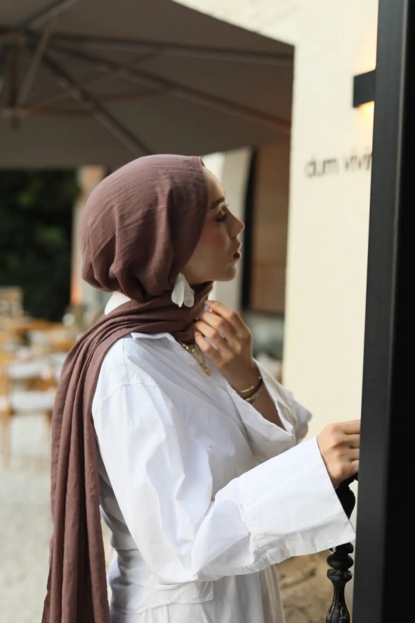 Organic Cotton Comfort Şal - Tozlu Kahve