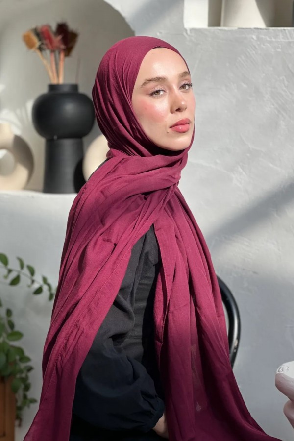 Organic Cotton Comfort Şal - Vişne
