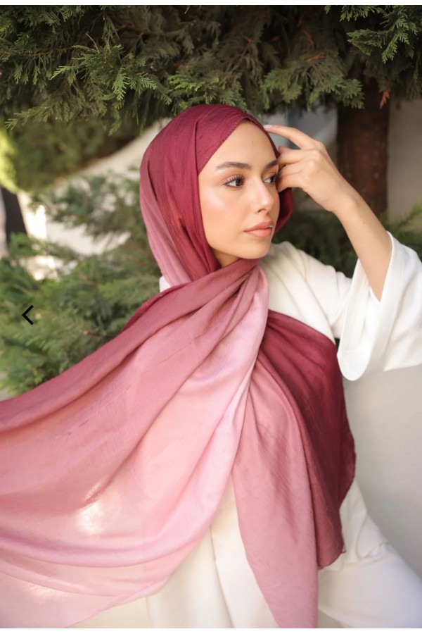 Degrade Desen Pamuk Kraş Şal - Bordo